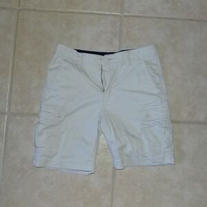 St Johns Bay‎ Mens Khaki Cargo Shorts Size 32 Comfort Stretch